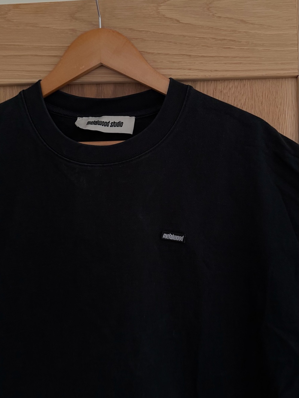 metalwood Studio Black Men's Crewneck T-Shirt structured cotton